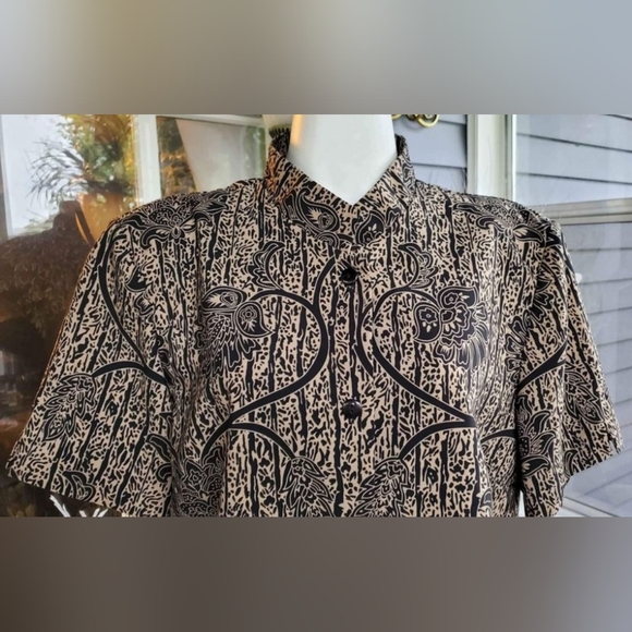 VTG Studio 1 Brown Black Floral Buttons Down Tunic Top / Dress Size 18 - Picture 8 of 9